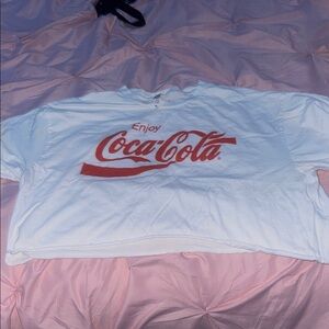 Coca Cola Women's Cropped White Tee with Red Logo
